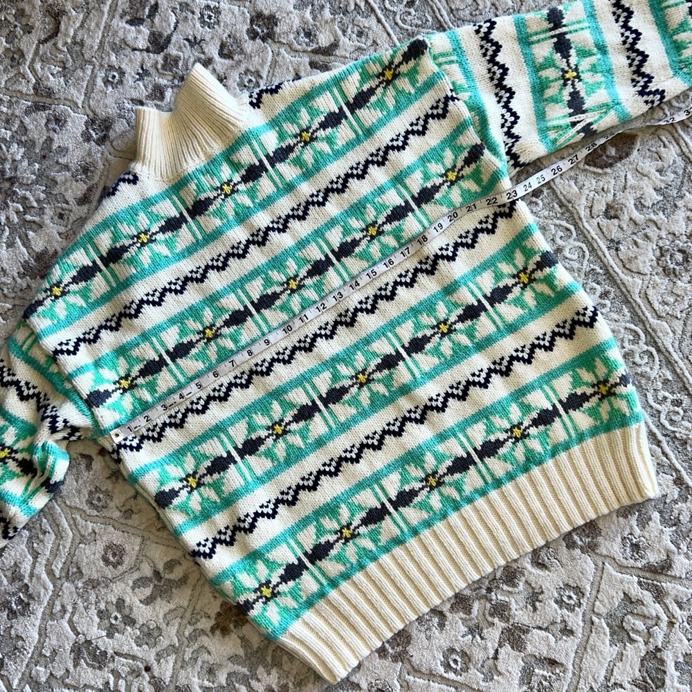 American Eagle Fair Isle Mock Neck Sweater NWT Y2K mid 2010s mint cream Small - Picture 10 of 12
